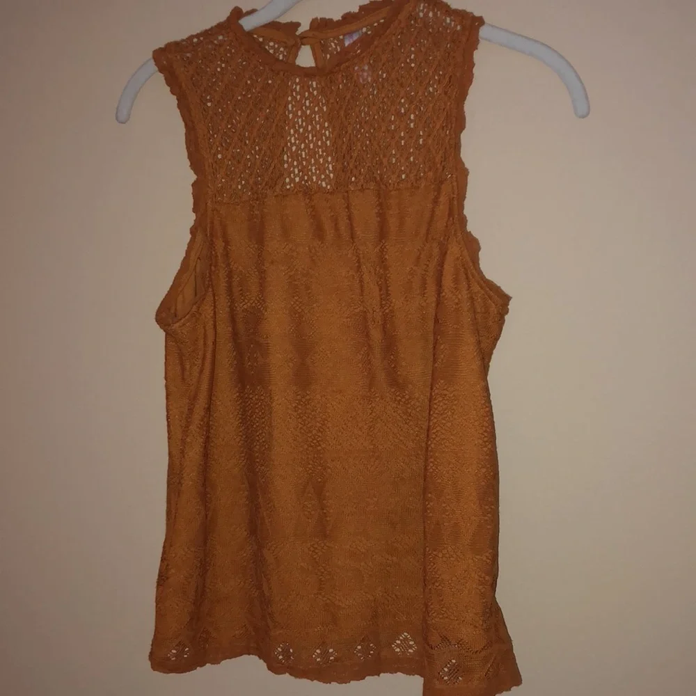 🌶2/$10xhilaration NWOT Sleeveless Crotchet Lined Lace Keyhole Top X S - Picture 11 of 11